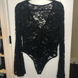Black lace body suit